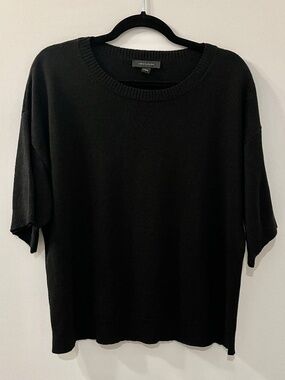 Ann Taylor Short Sleeve Dolman Sweater - Black Linen Blend | Large | NWOT